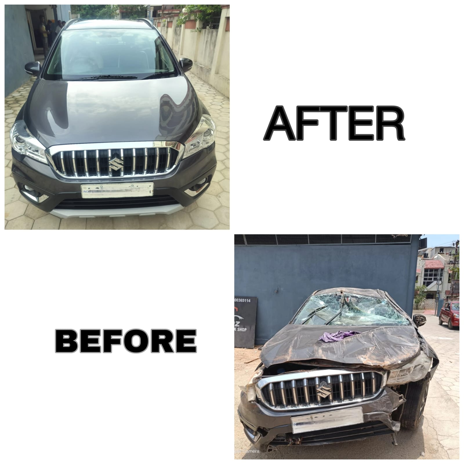 Before and After - Maruti S-Cross accident repair