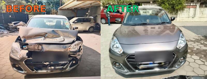 Before and After - Maruti Dzire front repair